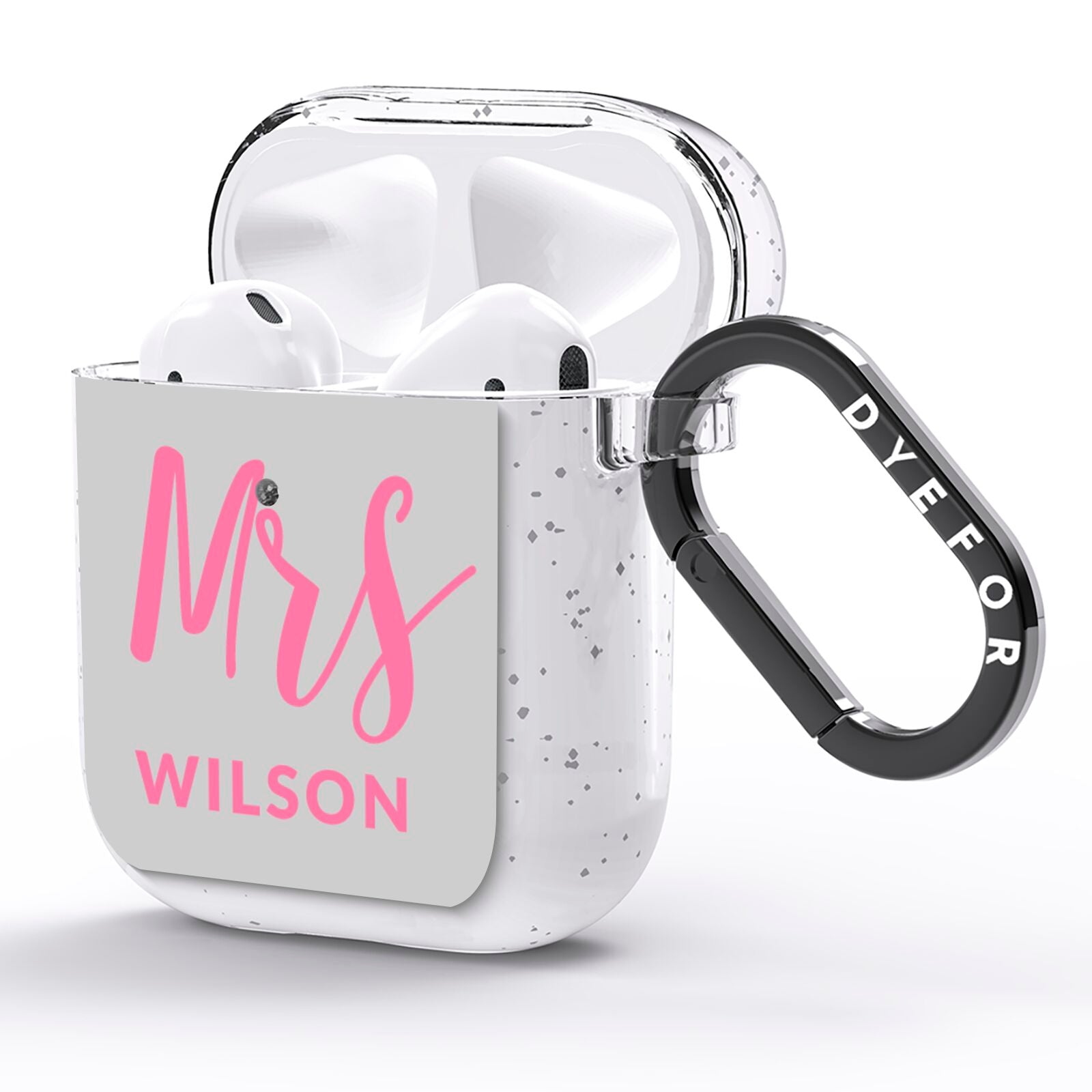 Personalised Mrs Couple AirPods Glitter Case Side Image