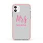 Personalised Mrs Couple Apple iPhone 11 in White with Pink Impact Case