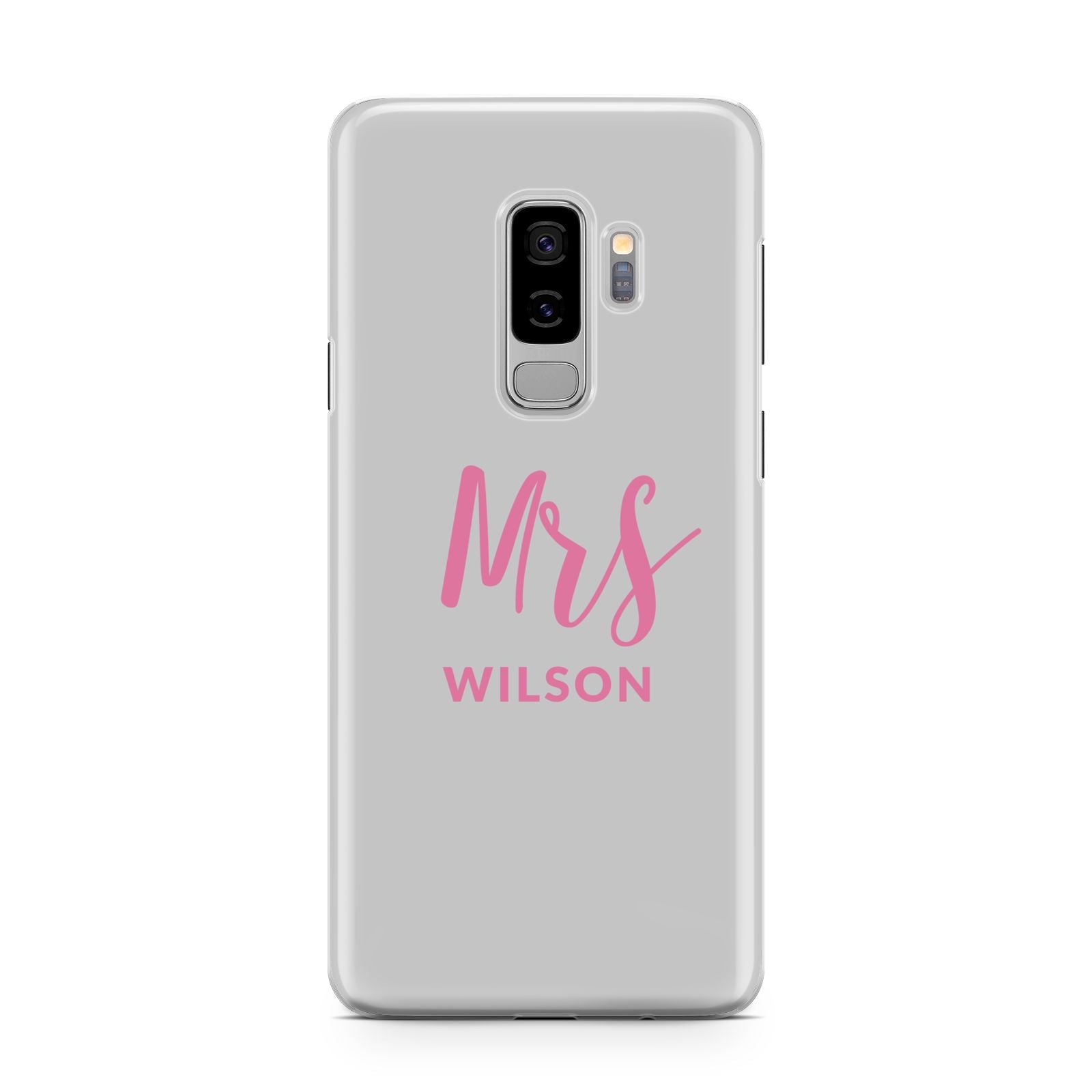 Personalised Mrs Couple Samsung Galaxy S9 Plus Case on Silver phone