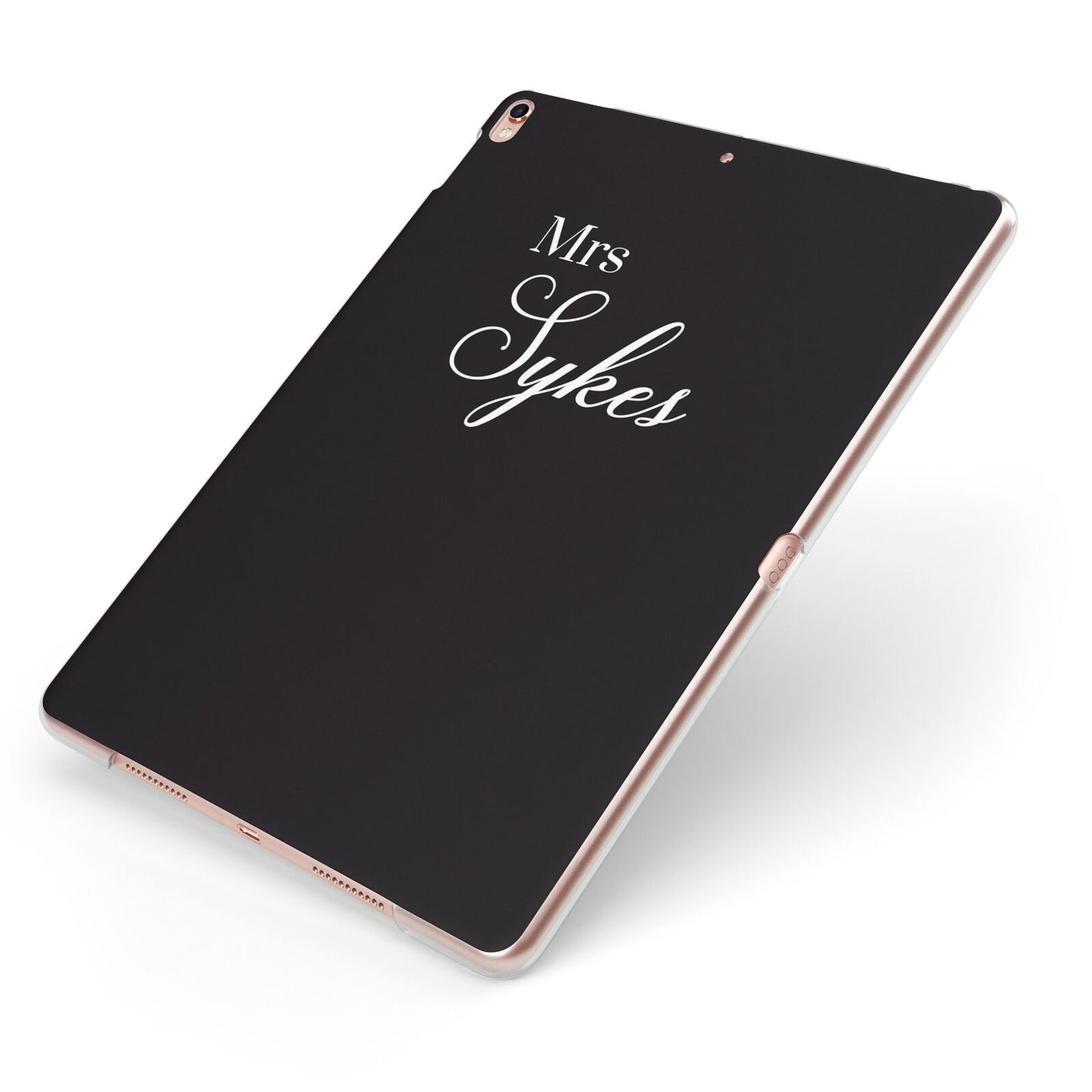 Personalised Mrs Or Mr Bride Apple iPad Case on Rose Gold iPad Side View