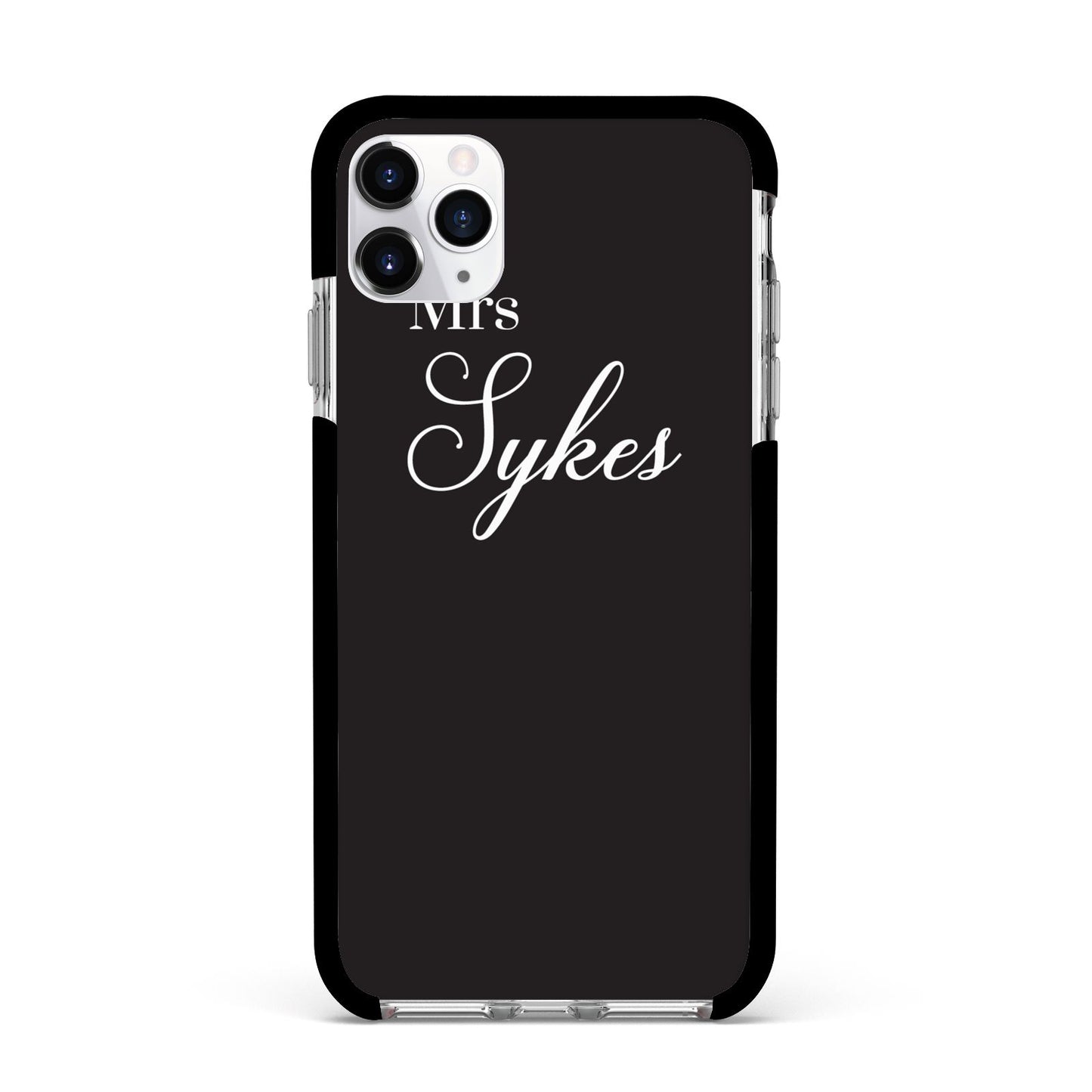Personalised Mrs Or Mr Bride Apple iPhone 11 Pro Max in Silver with Black Impact Case