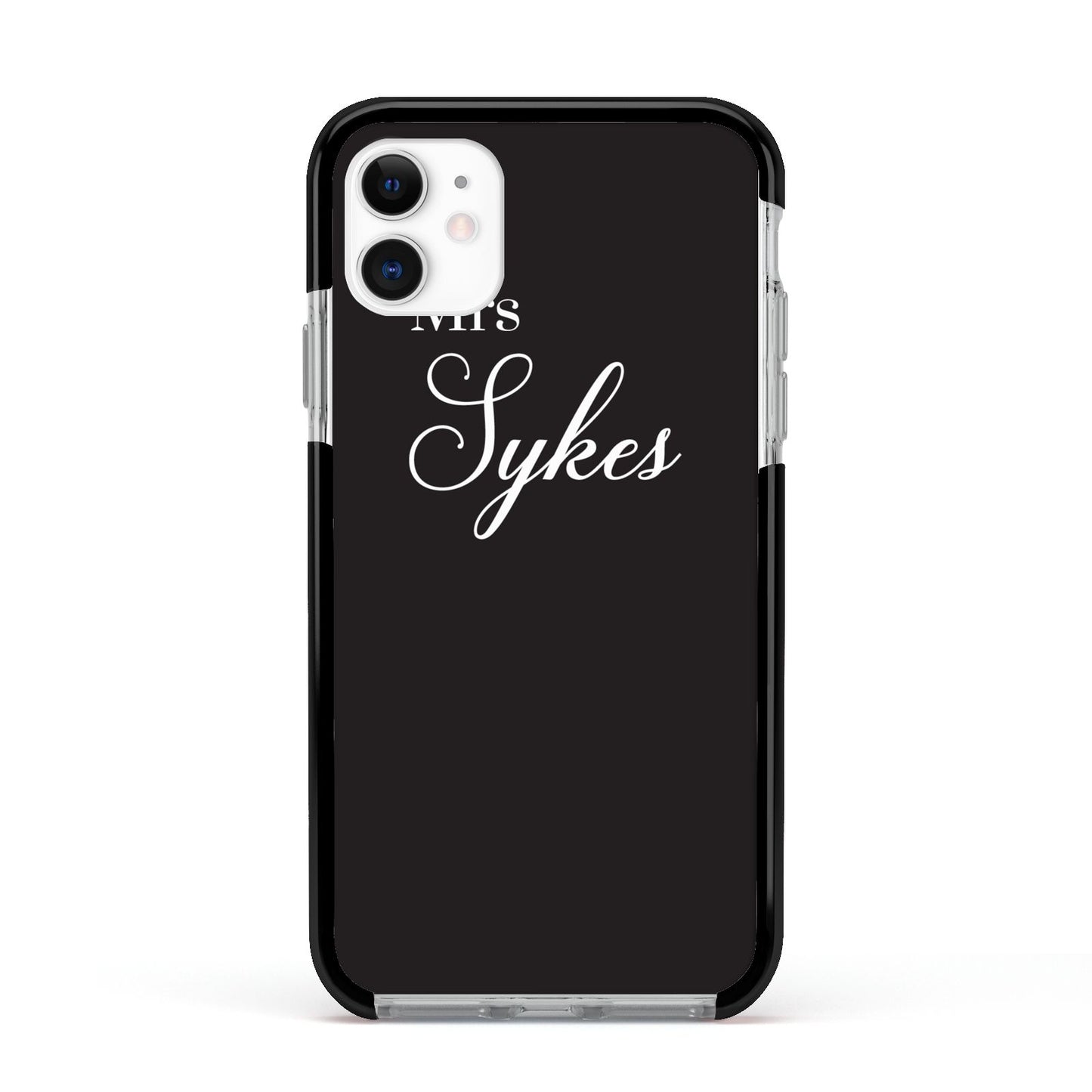 Personalised Mrs Or Mr Bride Apple iPhone 11 in White with Black Impact Case