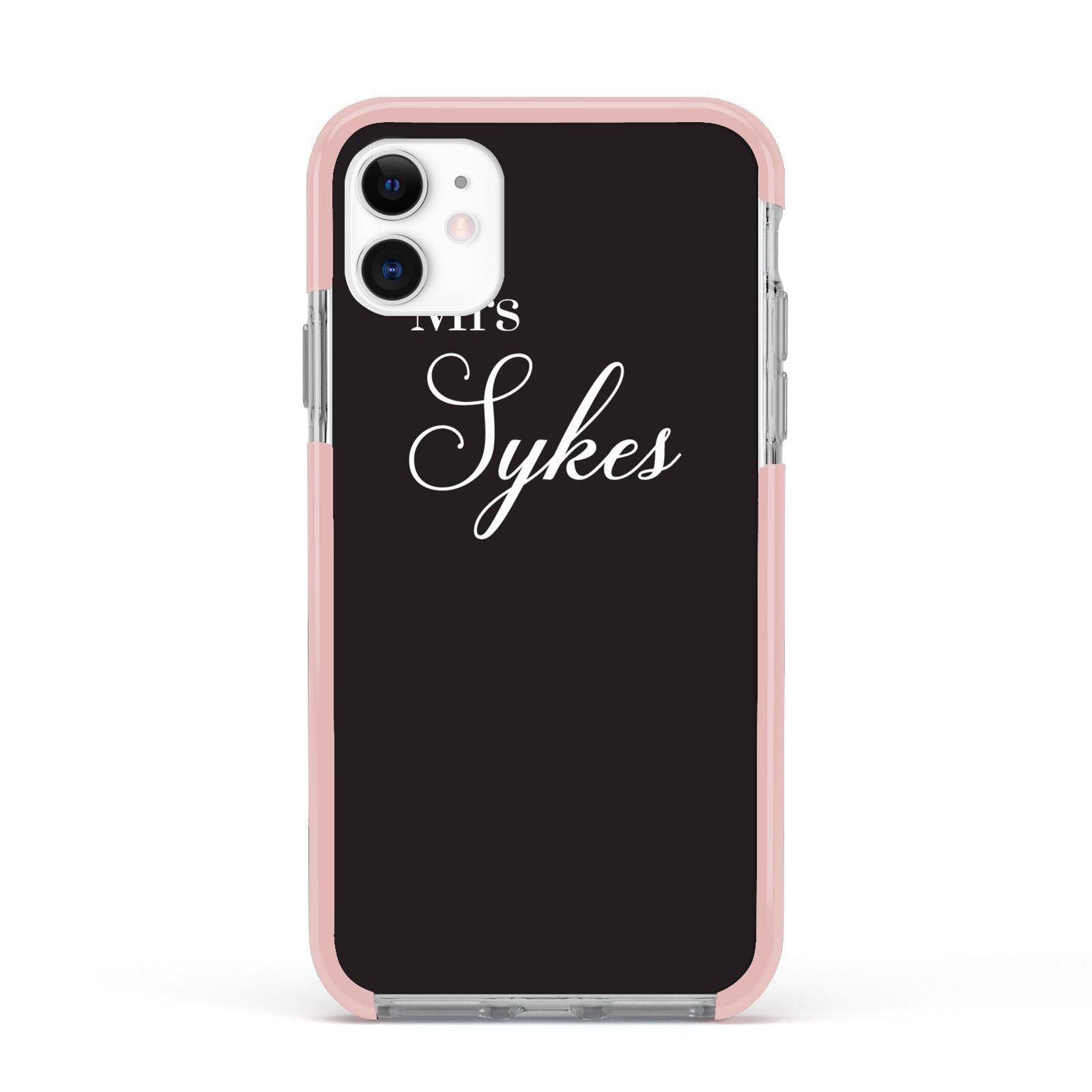 Personalised Mrs Or Mr Bride Apple iPhone 11 in White with Pink Impact Case