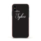 Personalised Mrs Or Mr Bride Apple iPhone Xs Impact Case Pink Edge on Black Phone