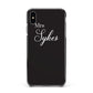 Personalised Mrs Or Mr Bride Apple iPhone Xs Max Impact Case Black Edge on Black Phone