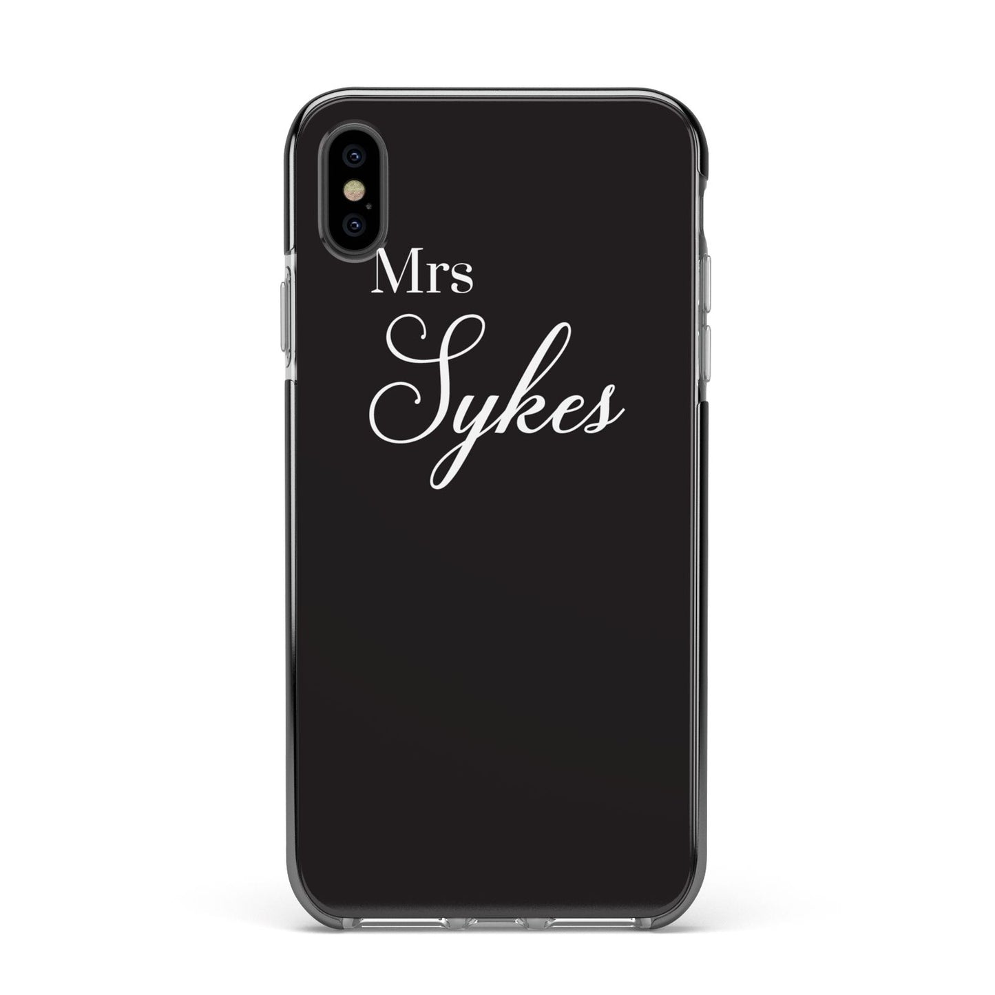 Personalised Mrs Or Mr Bride Apple iPhone Xs Max Impact Case Black Edge on Black Phone