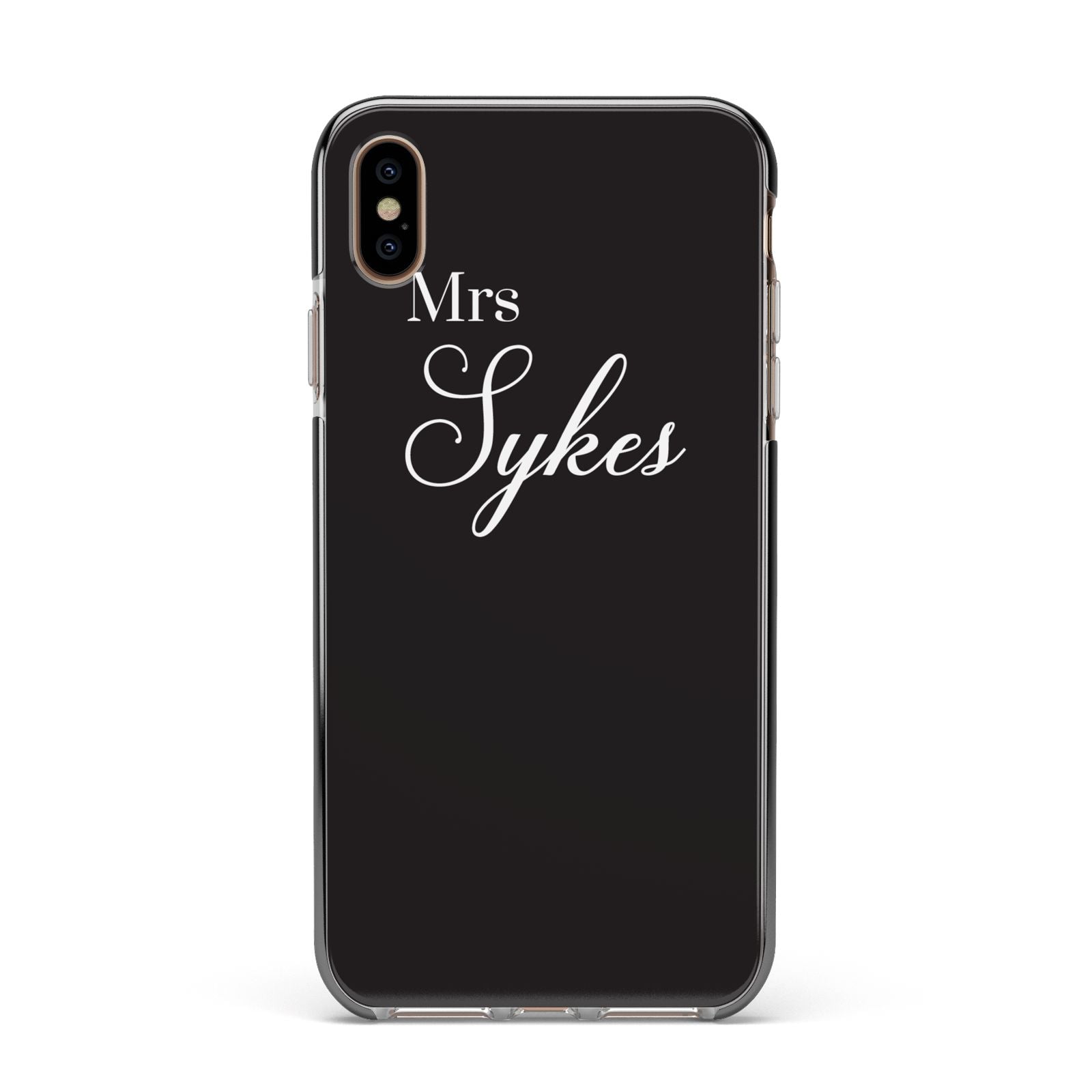 Personalised Mrs Or Mr Bride Apple iPhone Xs Max Impact Case Black Edge on Gold Phone