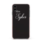Personalised Mrs Or Mr Bride Apple iPhone Xs Max Impact Case Pink Edge on Black Phone