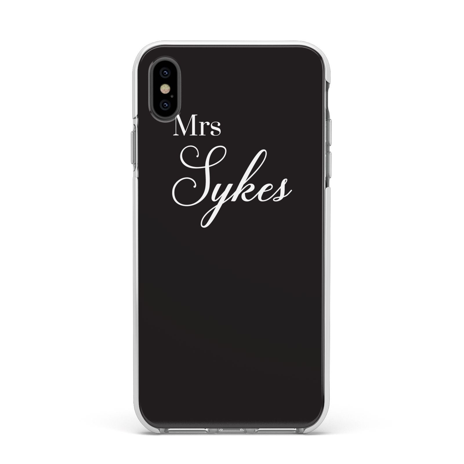 Personalised Mrs Or Mr Bride Apple iPhone Xs Max Impact Case White Edge on Black Phone
