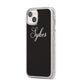 Personalised Mrs Or Mr Bride iPhone 14 Plus Glitter Tough Case Starlight Angled Image