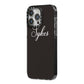 Personalised Mrs Or Mr Bride iPhone 14 Pro Max Black Impact Case Side Angle on Silver phone