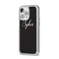 Personalised Mrs Or Mr Bride iPhone 14 Pro Max Clear Tough Case Silver Angled Image