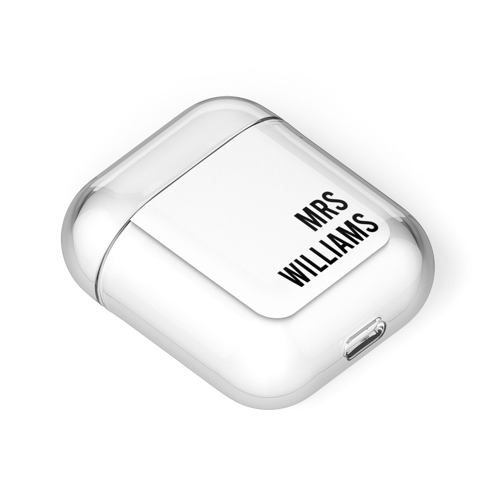 Personalised Mrs Surname AirPods Case Laid Flat