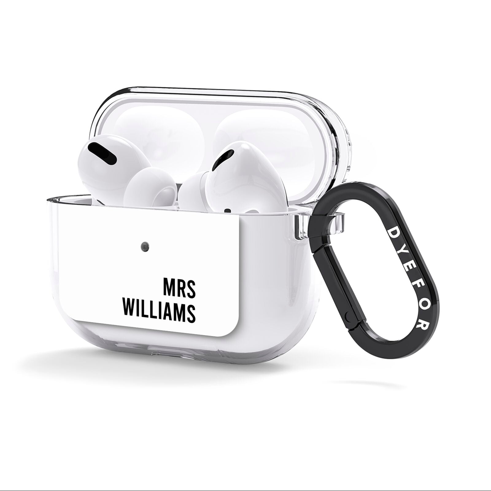 Personalised Mrs Surname AirPods Clear Case 3rd Gen Side Image