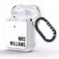 Personalised Mrs Surname AirPods Clear Case Side Image