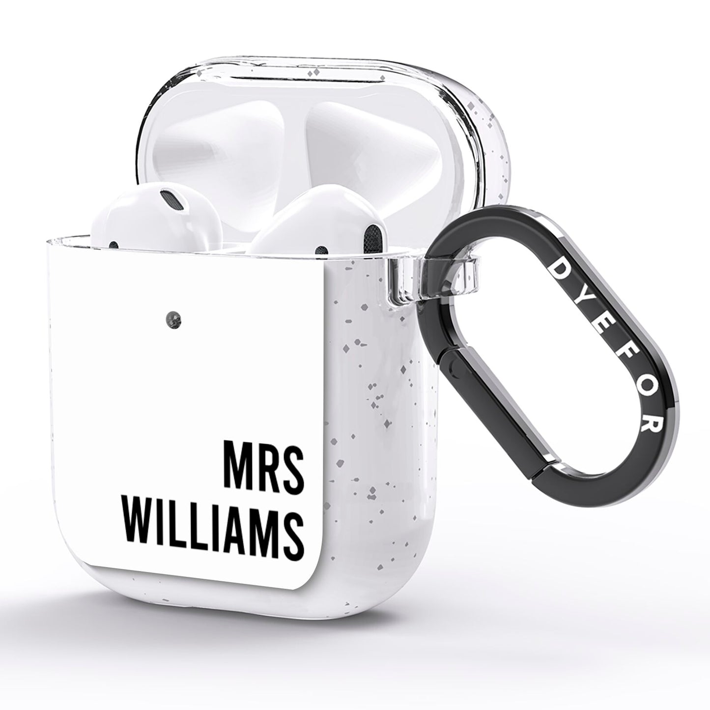 Personalised Mrs Surname AirPods Glitter Case Side Image
