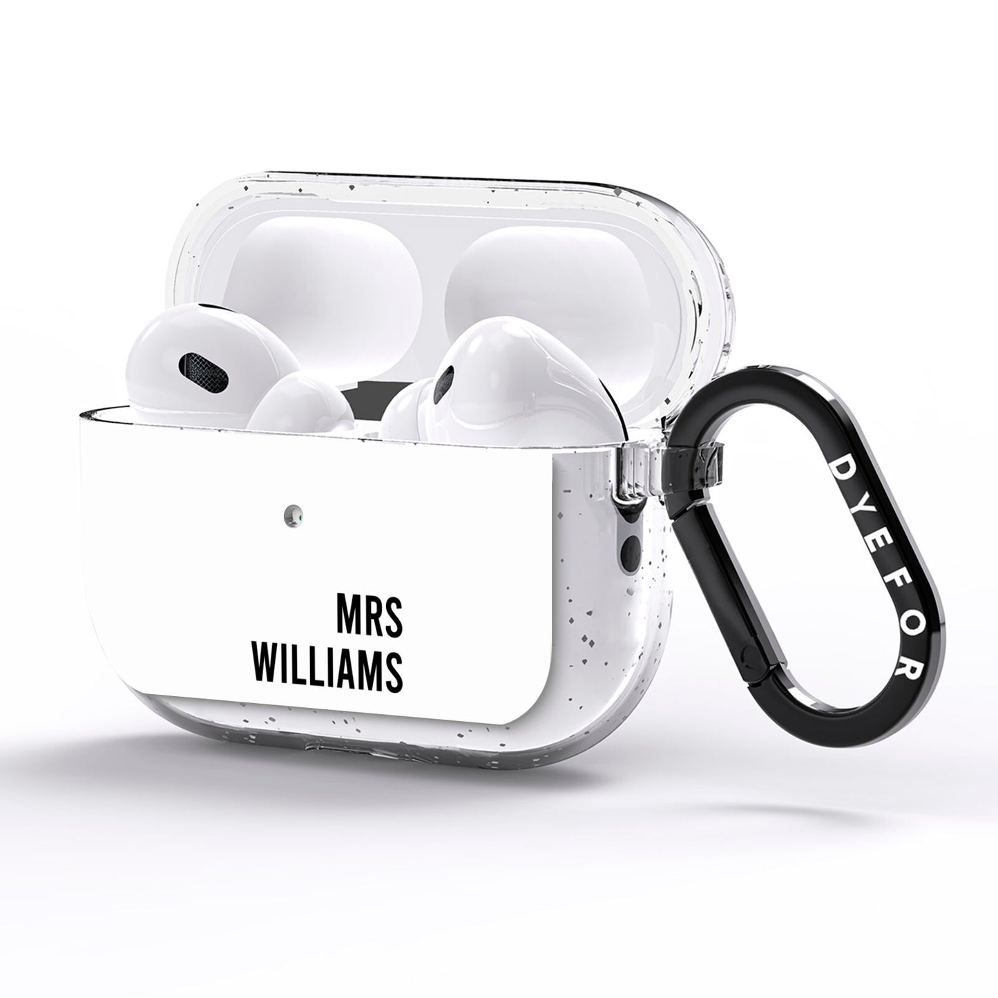 Personalised Mrs Surname AirPods Pro Glitter Case Side Image