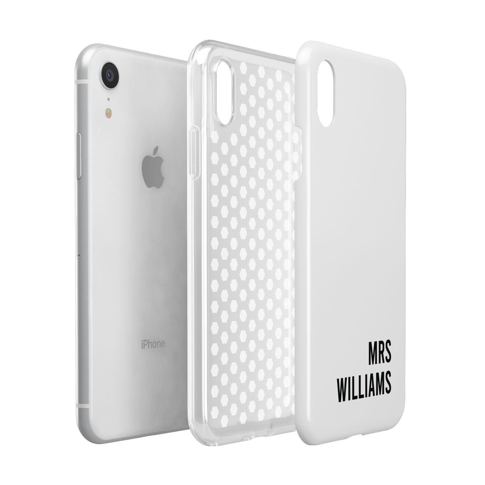 Personalised Mrs Surname Apple iPhone XR White 3D Tough Case Expanded view