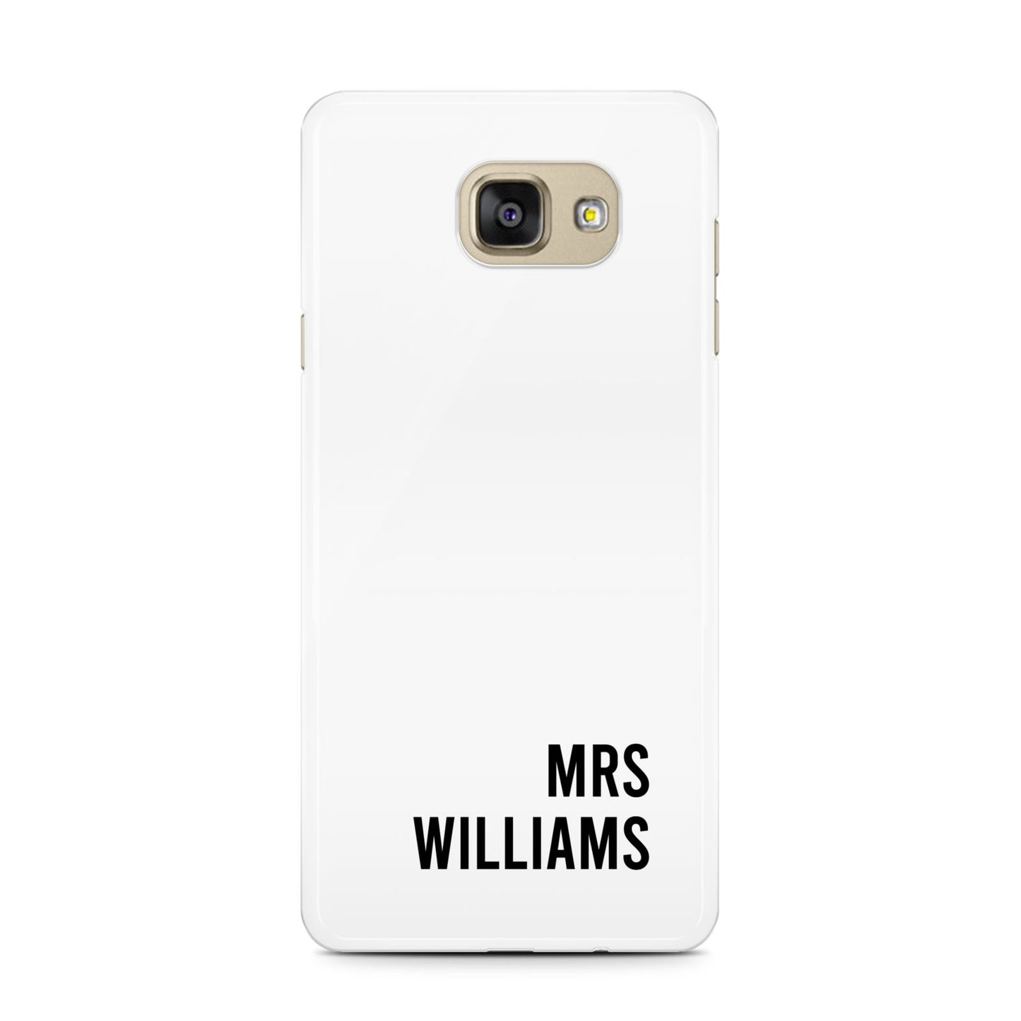 Personalised Mrs Surname Samsung Galaxy A7 2016 Case on gold phone