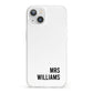 Personalised Mrs Surname iPhone 13 Clear Bumper Case