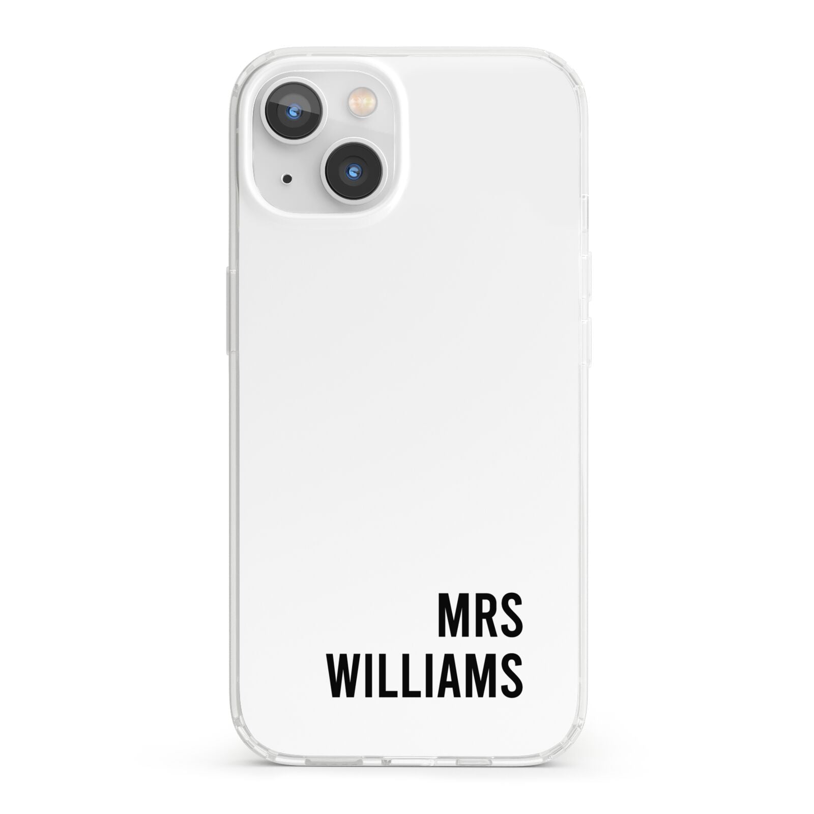 Personalised Mrs Surname iPhone 13 Clear Bumper Case