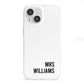 Personalised Mrs Surname iPhone 13 Mini Clear Bumper Case