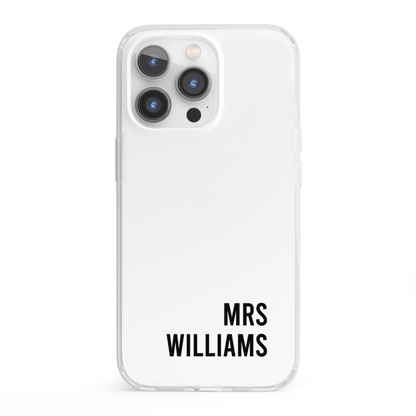 Personalised Mrs Surname iPhone 13 Pro Clear Bumper Case