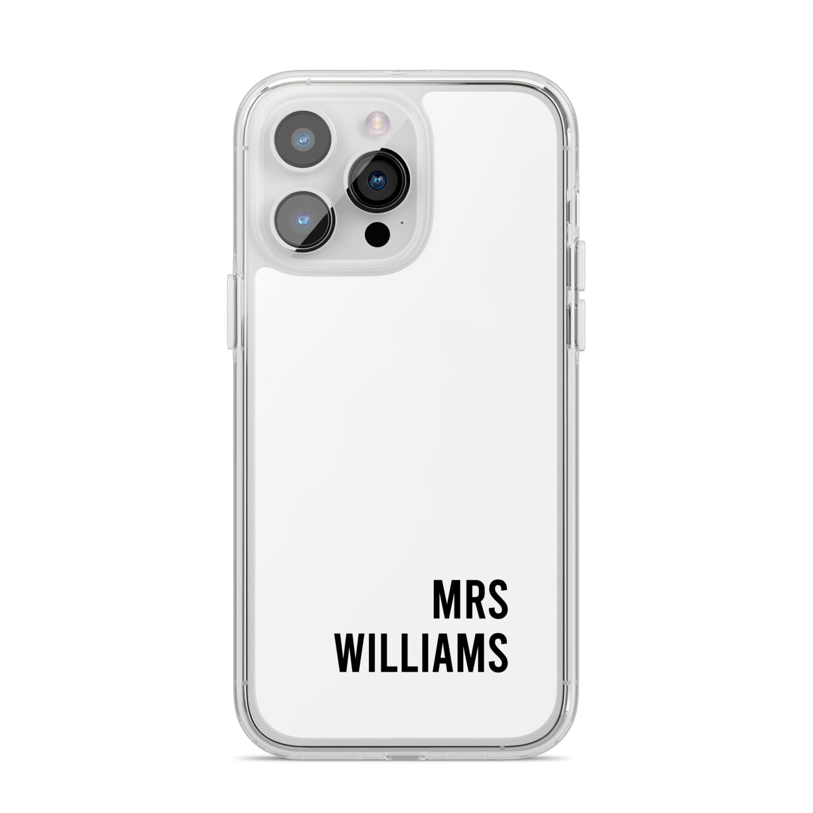 Personalised Mrs Surname iPhone 14 Pro Max Clear Tough Case Silver