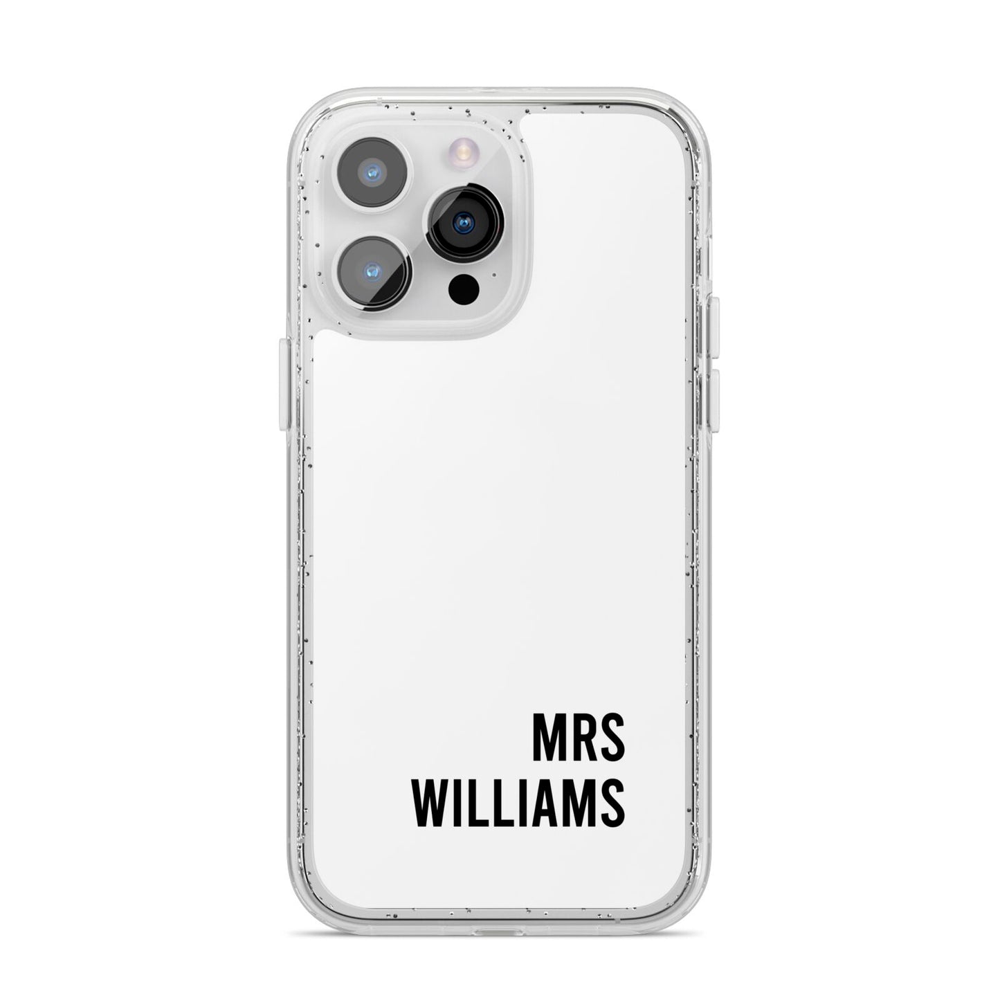 Personalised Mrs Surname iPhone 14 Pro Max Glitter Tough Case Silver