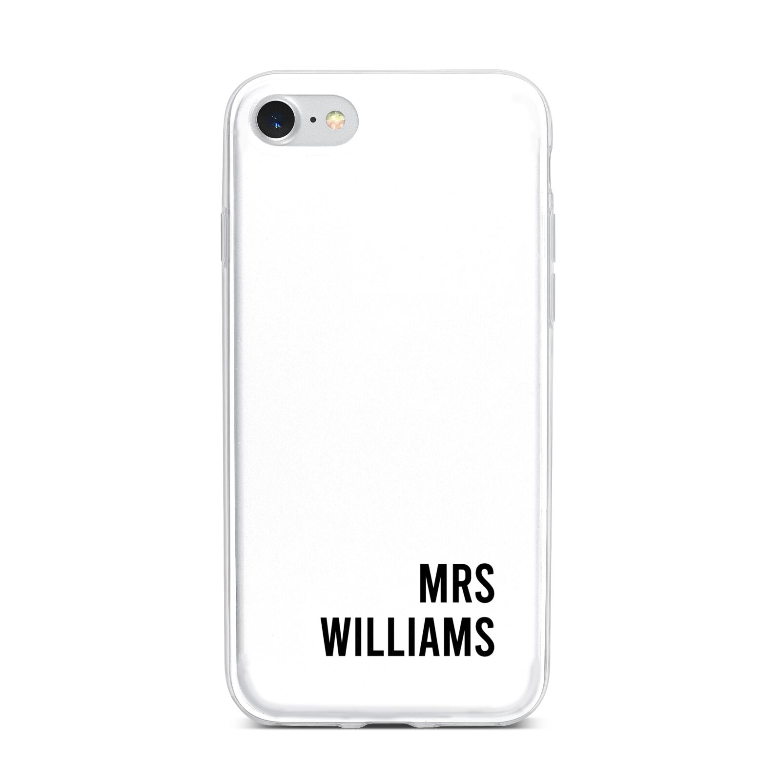 Personalised Mrs Surname iPhone 7 Bumper Case on Silver iPhone