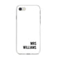 Personalised Mrs Surname iPhone 8 Bumper Case on Silver iPhone