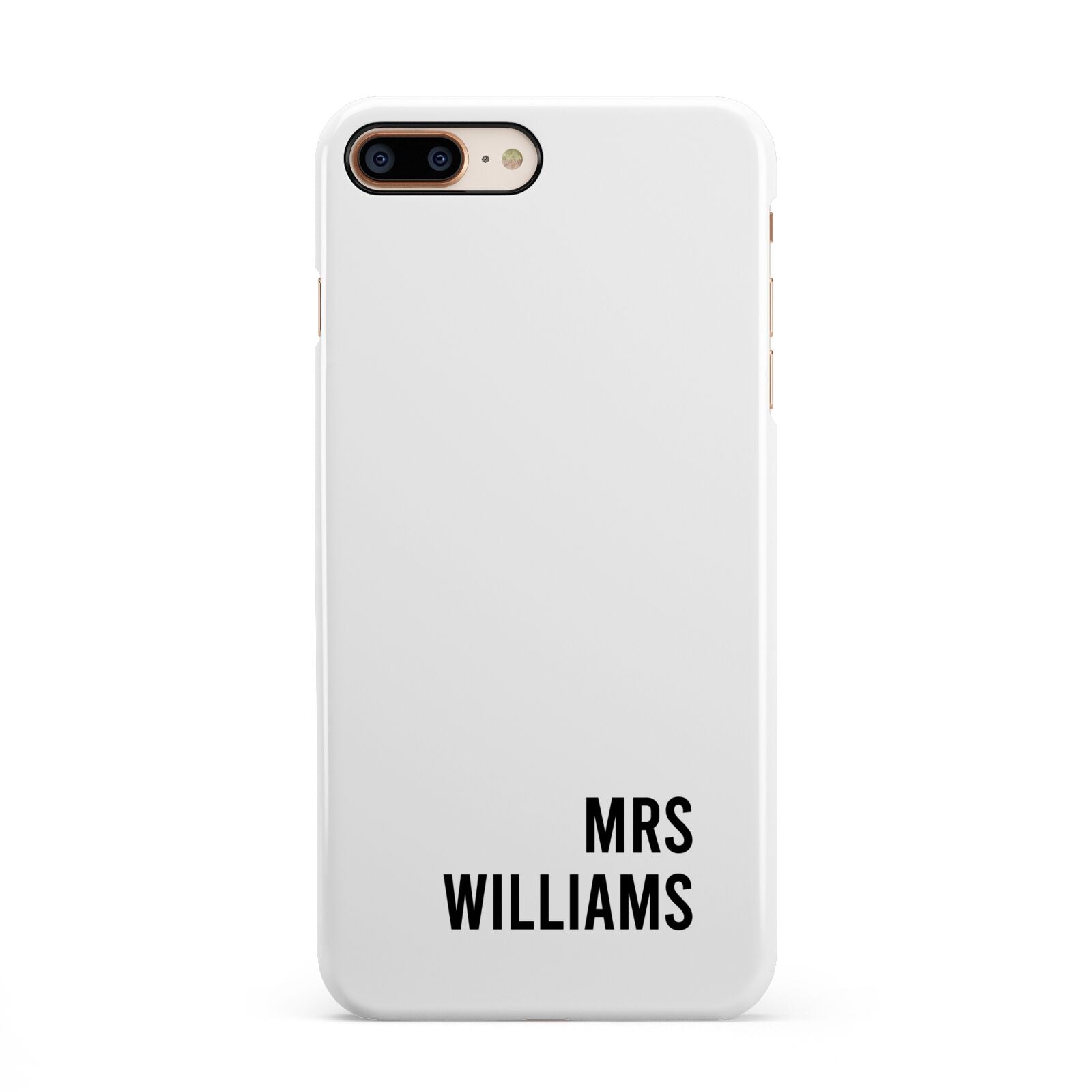 Personalised Mrs Surname iPhone 8 Plus 3D Snap Case on Gold Phone