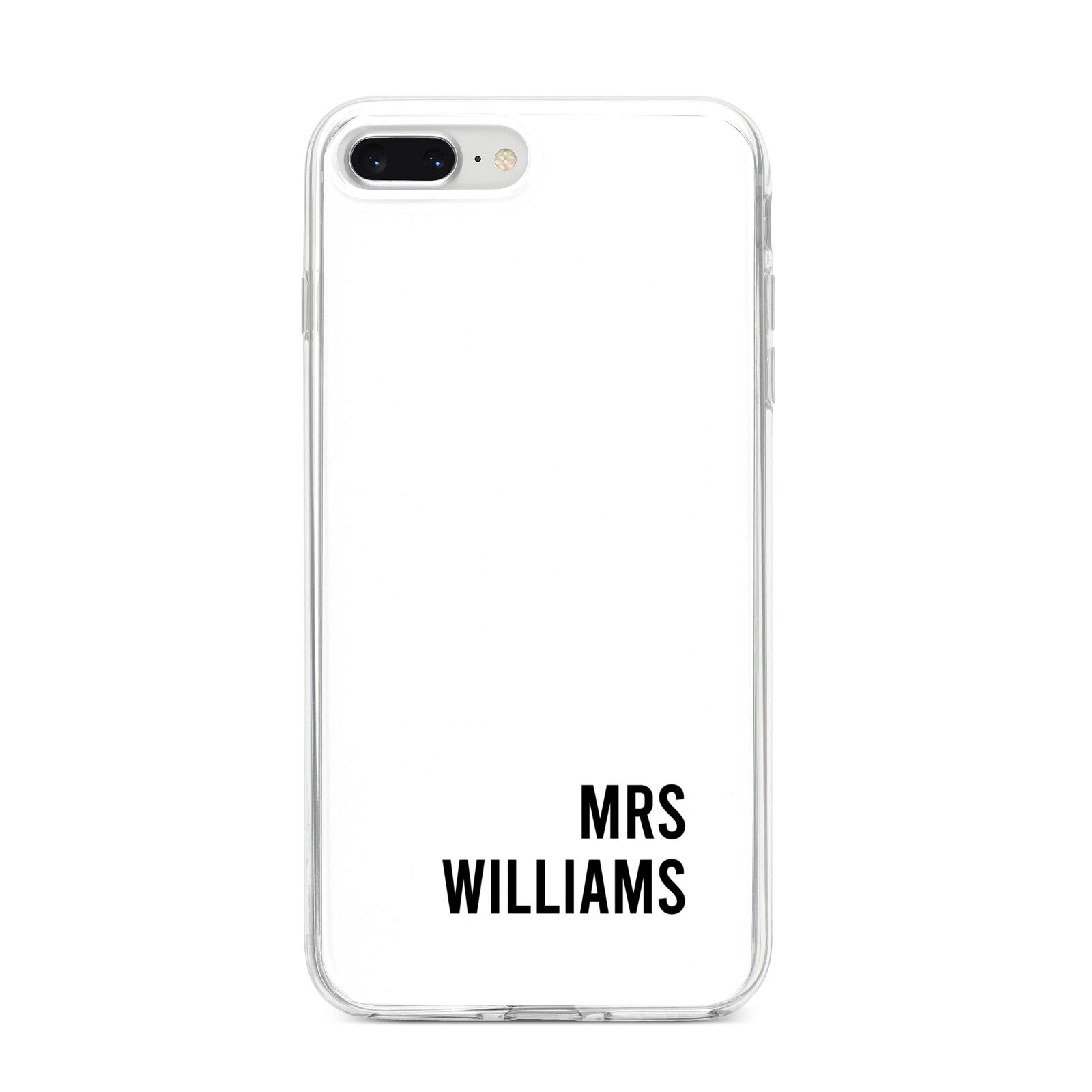 Personalised Mrs Surname iPhone 8 Plus Bumper Case on Silver iPhone