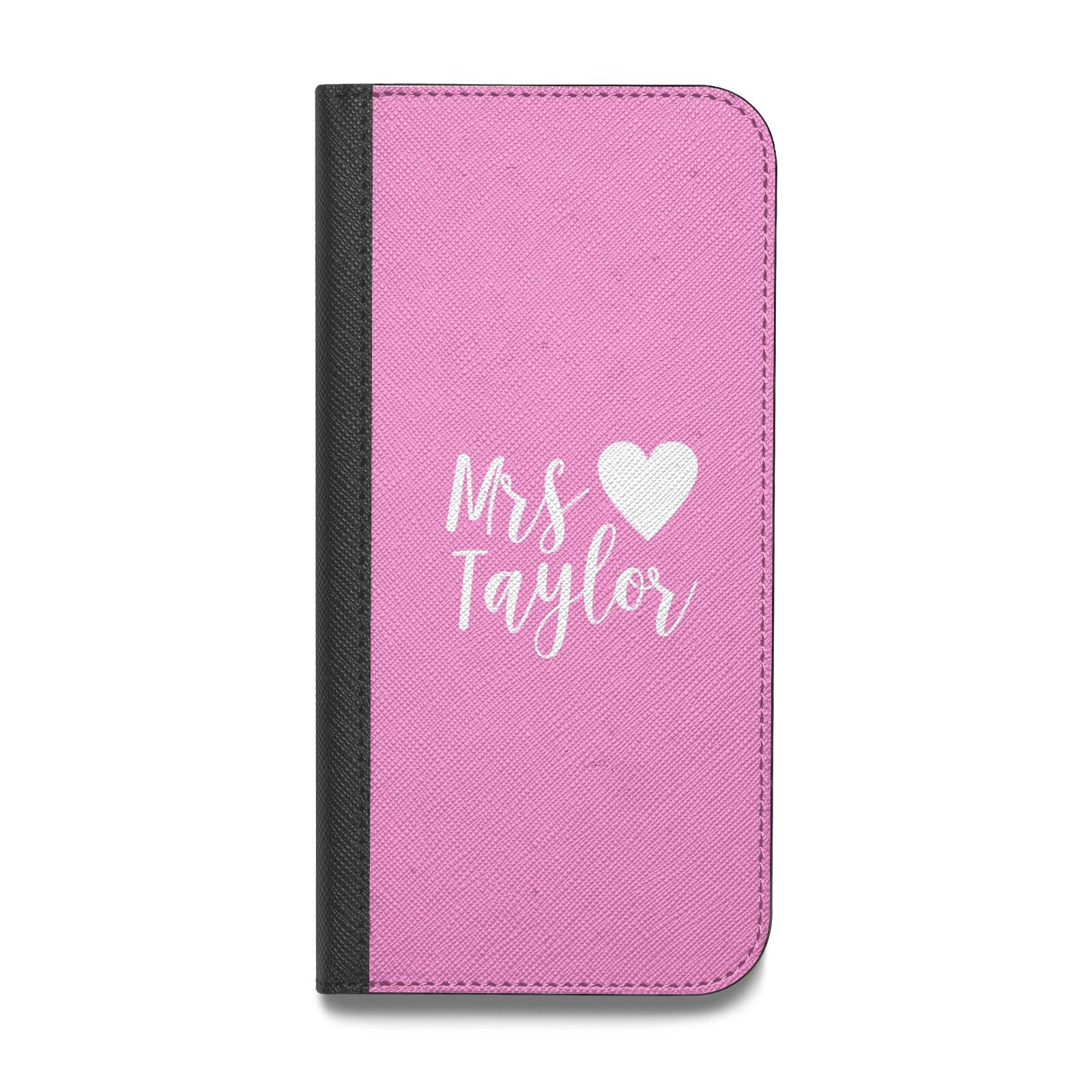 Personalised Mrs Vegan Leather Flip Samsung Case