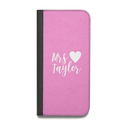 Personalised Mrs Vegan Leather Flip Samsung Case