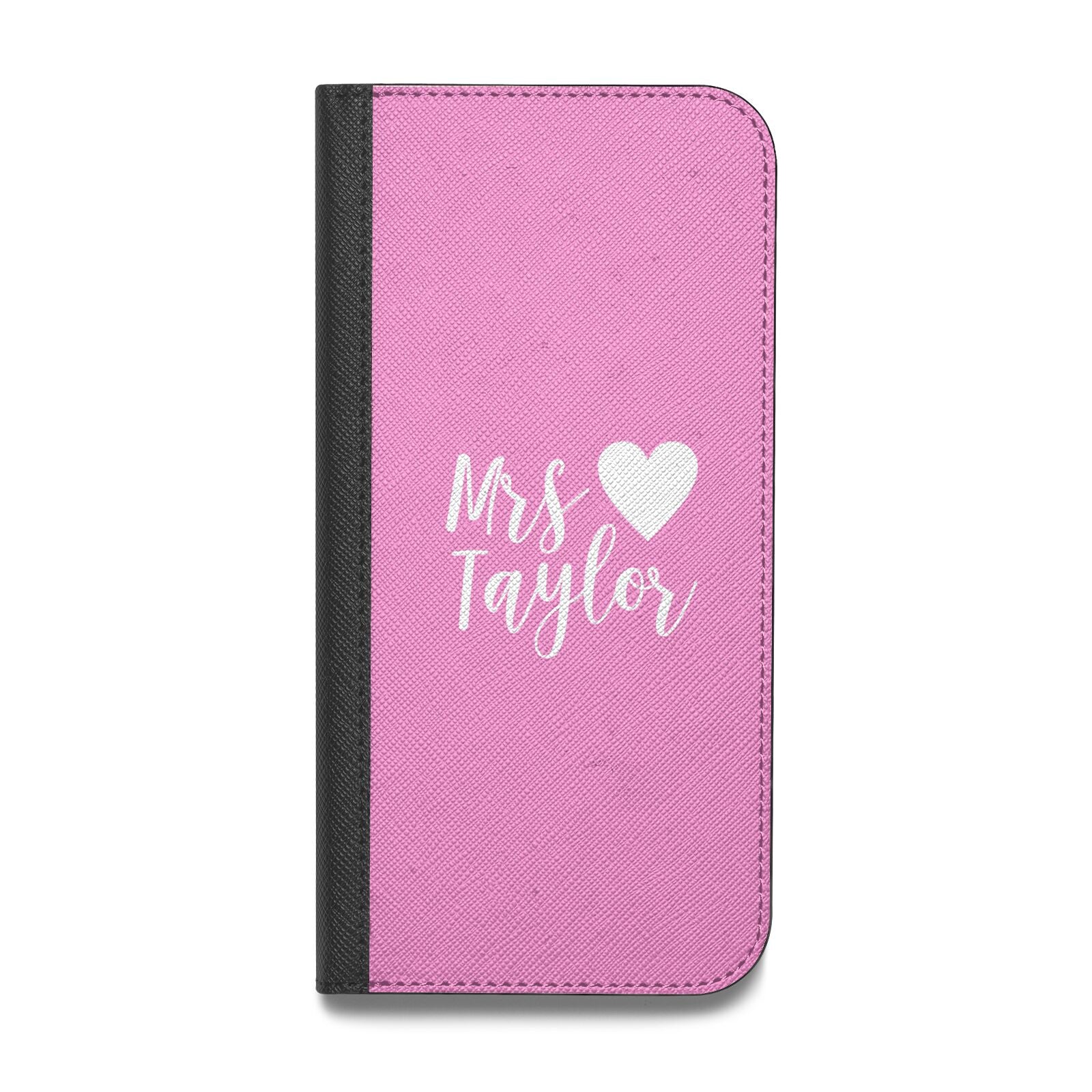 Personalised Mrs Vegan Leather Flip iPhone Case