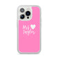 Personalised Mrs iPhone 14 Pro Clear Tough Case Silver
