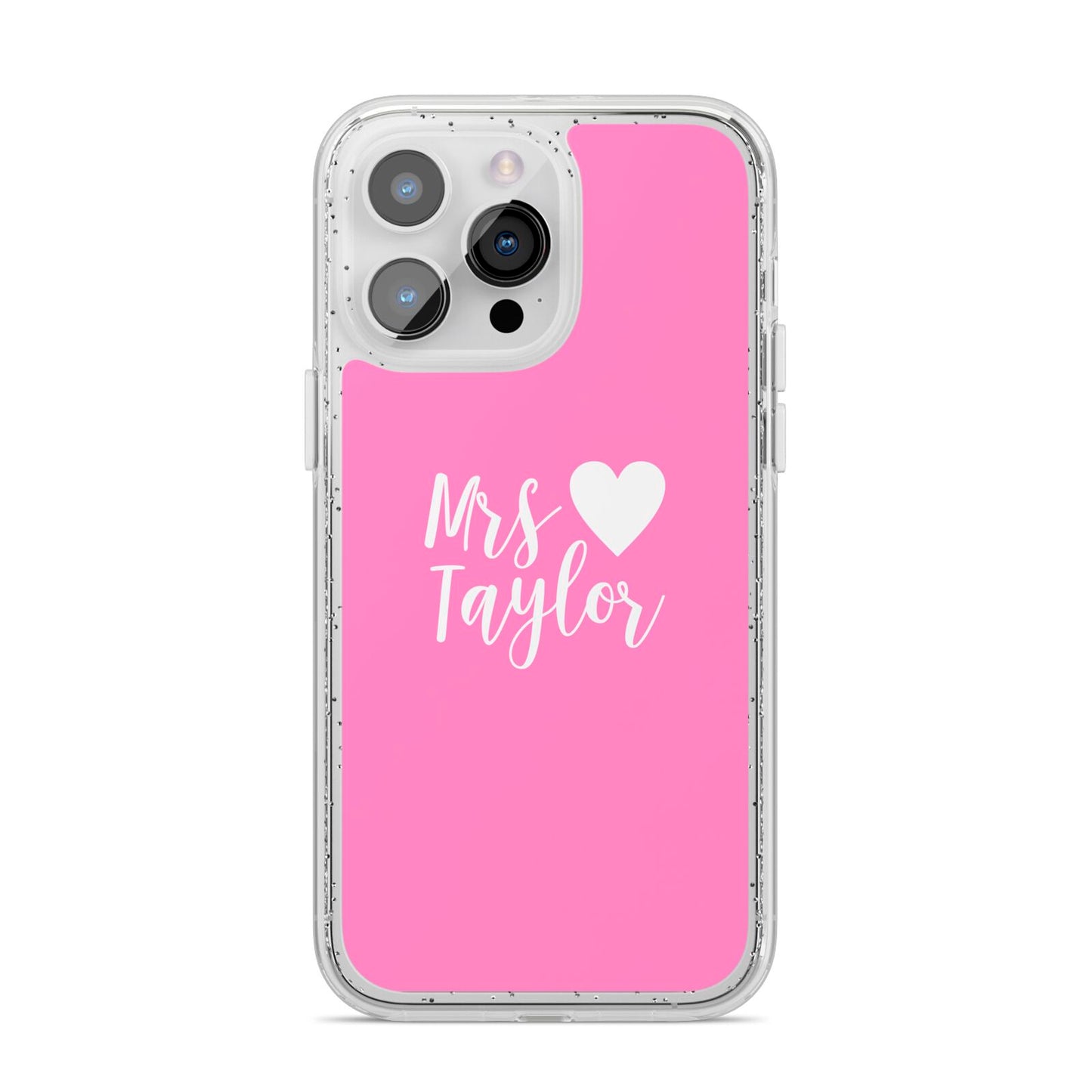 Personalised Mrs iPhone 14 Pro Max Glitter Tough Case Silver