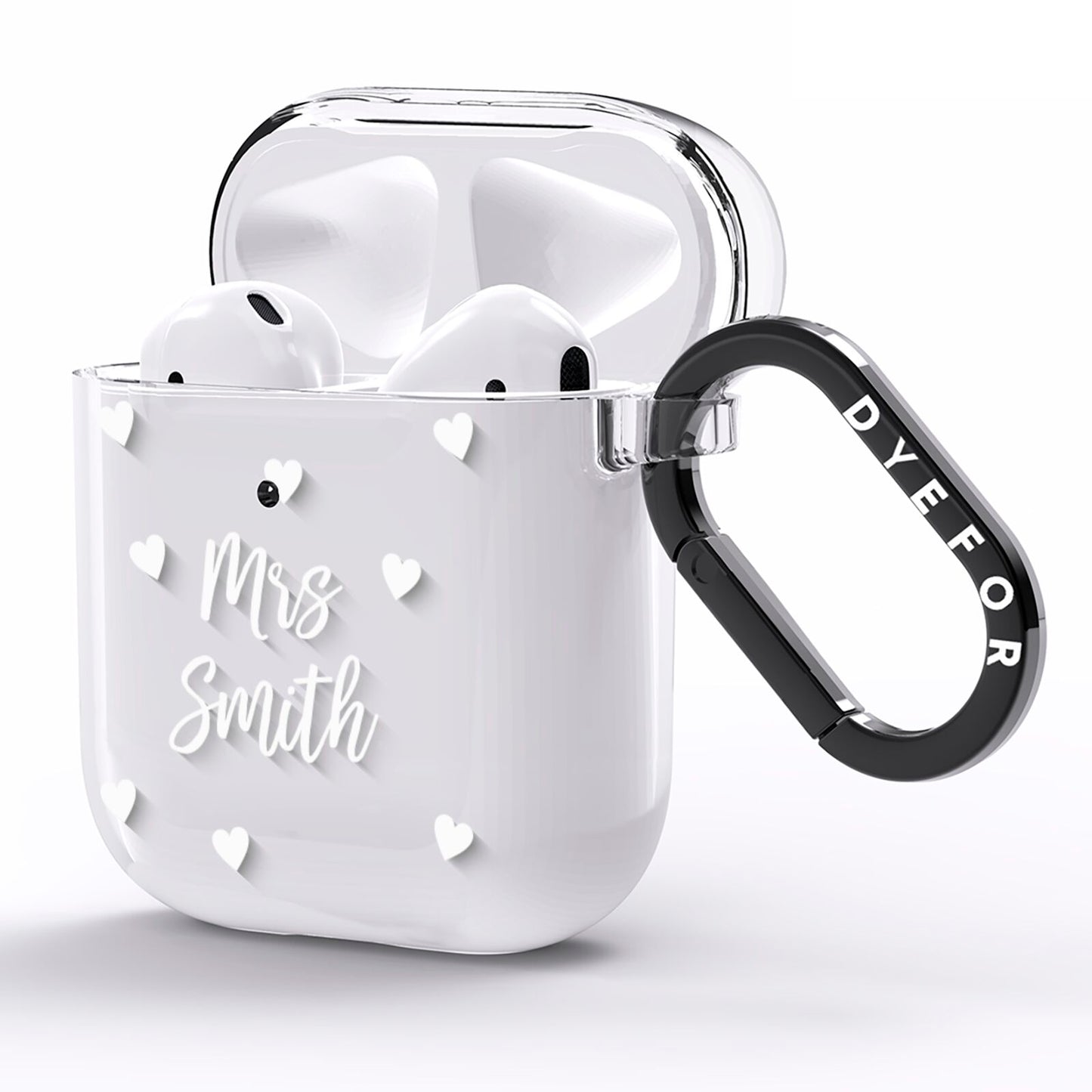 Personalised Mrs with Hearts AirPods Clear Case Side Image