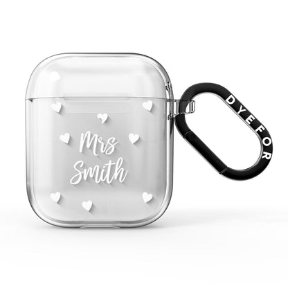 Personalised Mrs with Hearts AirPods Clear Case