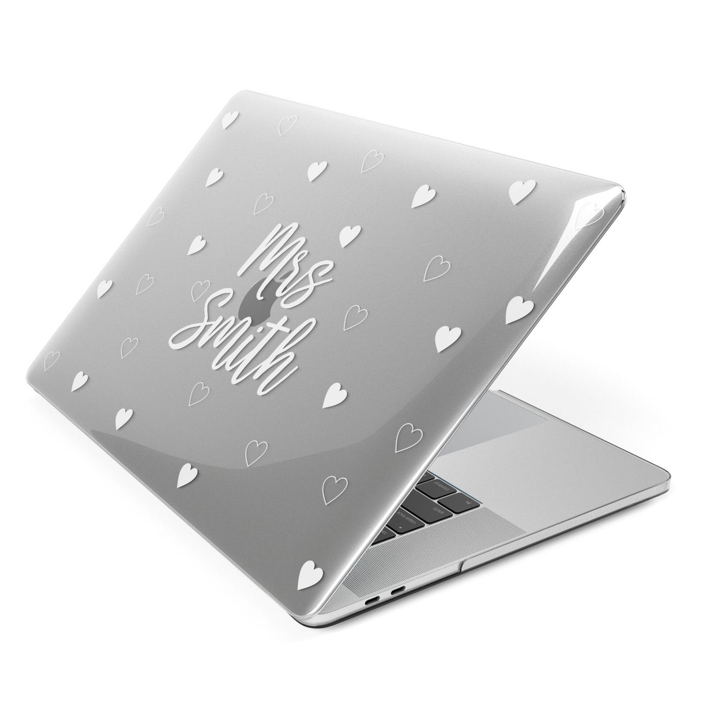 Personalised Mrs with Hearts Apple MacBook Case Side View