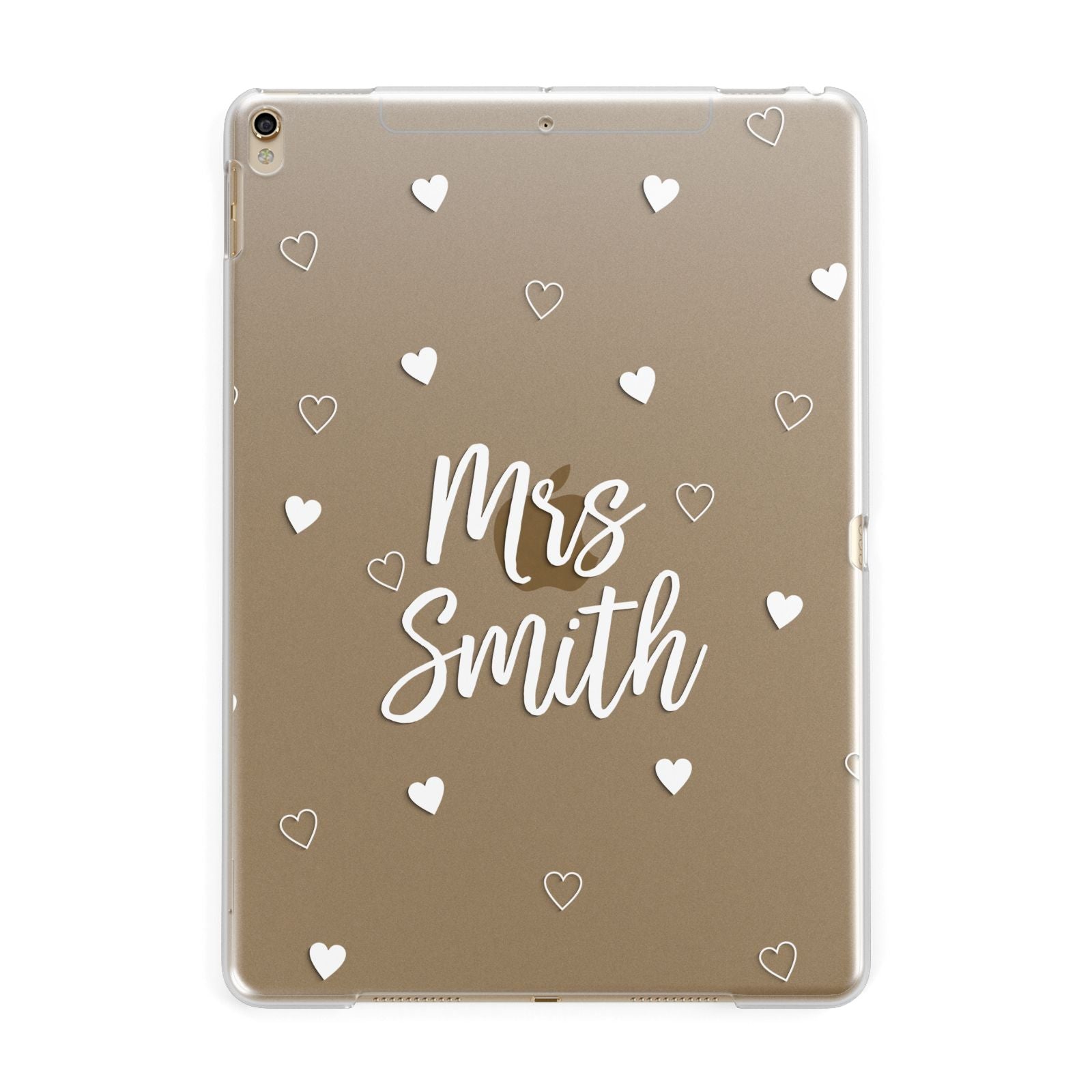 Personalised Mrs with Hearts Apple iPad Gold Case