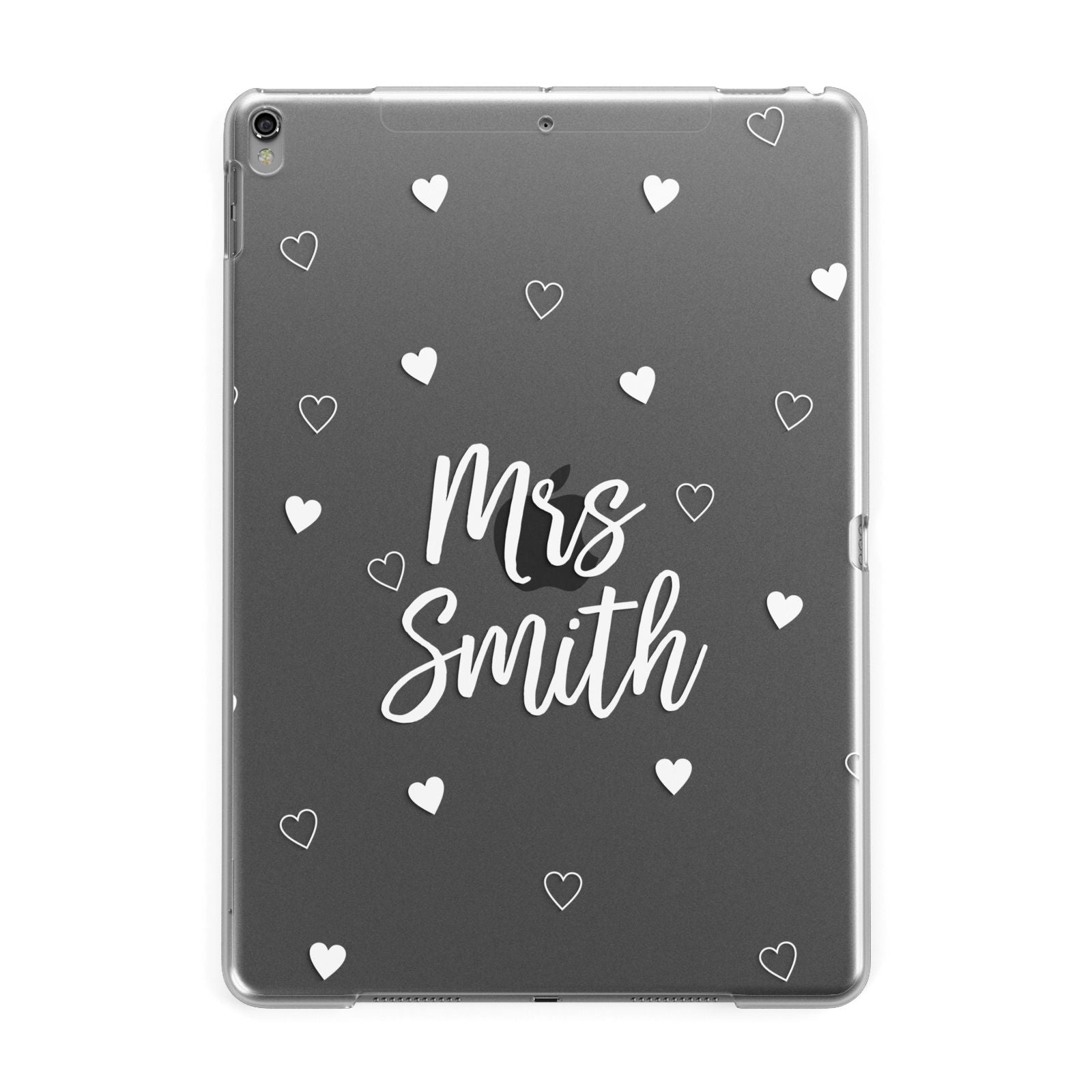 Personalised Mrs with Hearts Apple iPad Grey Case