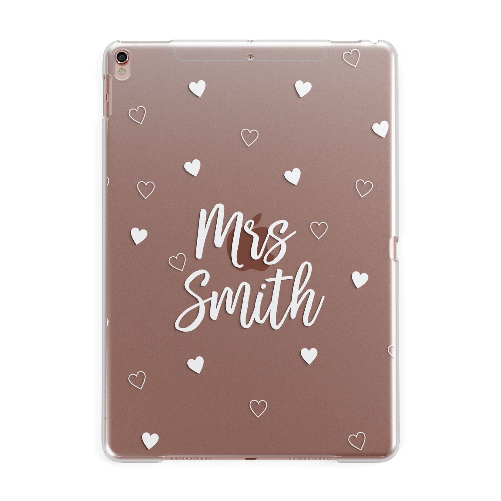 Personalised Mrs with Hearts Apple iPad Rose Gold Case