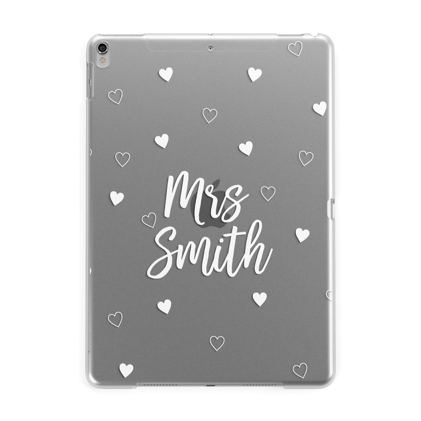 Personalised Mrs with Hearts Apple iPad Silver Case