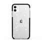 Personalised Mrs with Hearts Apple iPhone 11 in White with Black Impact Case