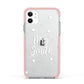 Personalised Mrs with Hearts Apple iPhone 11 in White with Pink Impact Case