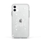 Personalised Mrs with Hearts Apple iPhone 11 in White with White Impact Case