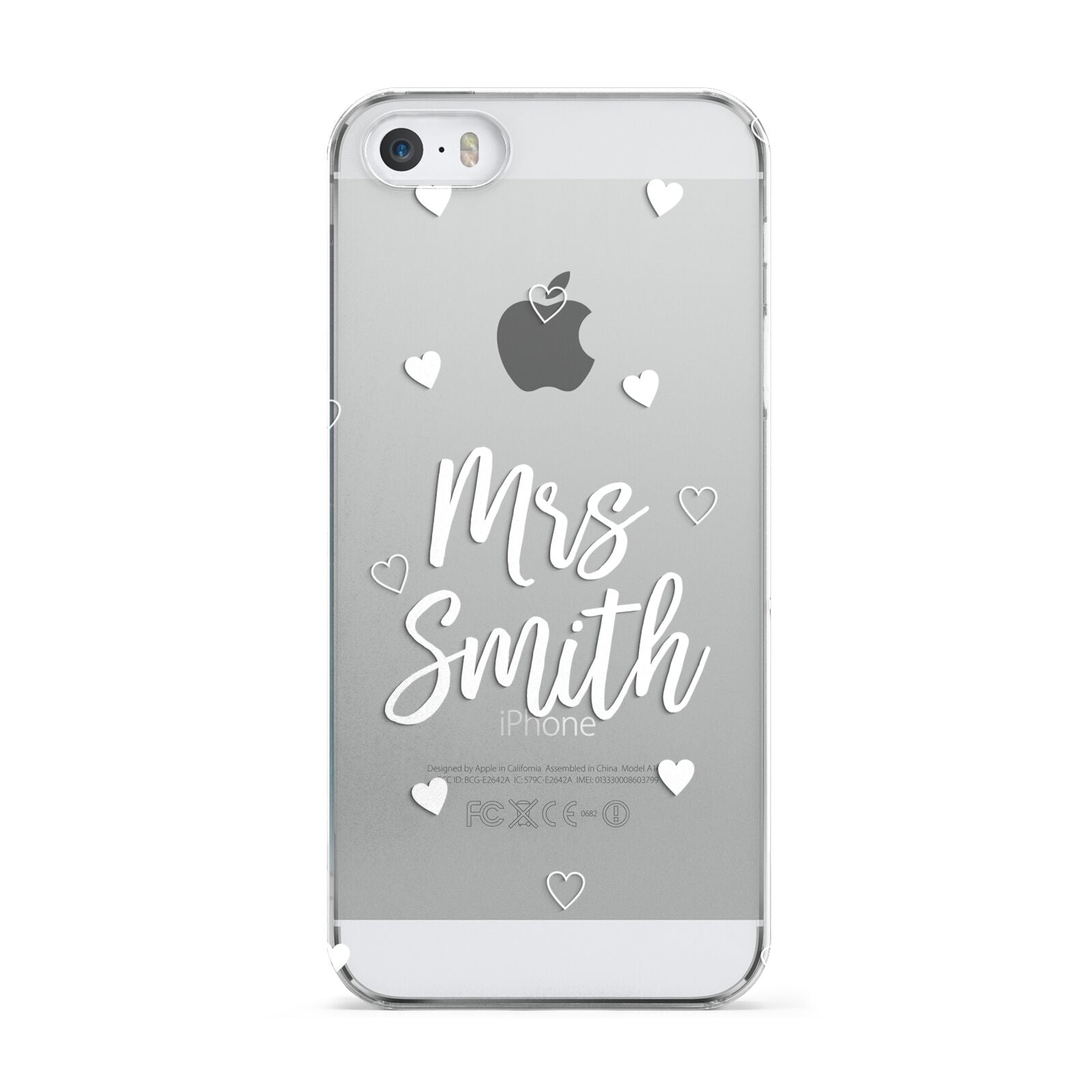 Personalised Mrs with Hearts Apple iPhone 5 Case