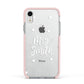 Personalised Mrs with Hearts Apple iPhone XR Impact Case Pink Edge on Silver Phone
